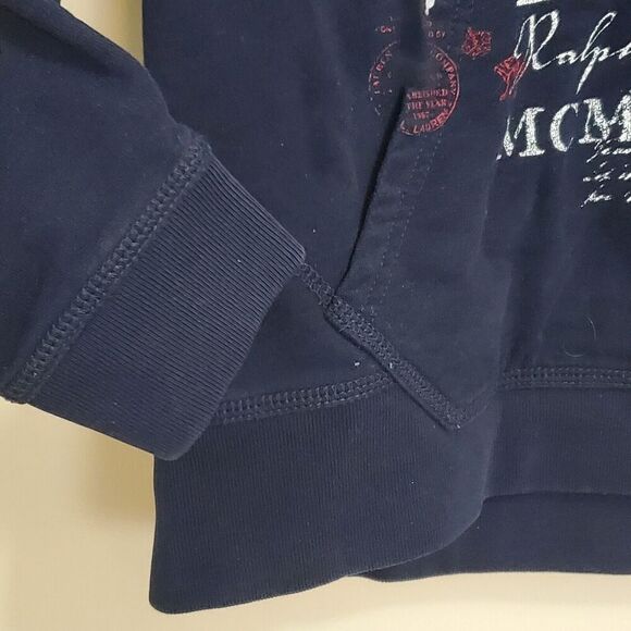 Ralph Lauren Jeans Hoodie Petite Small P/S Nautical Pullover Sweatshirt Pocket - Picture 5 of 7